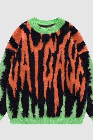 Style Core Aesthetics, New Style Trends Tiger Stripes Knit Sweater