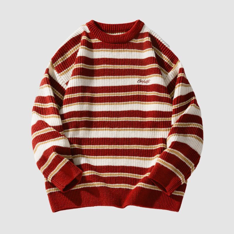 Style Core Aesthetics, New Style Trends Timeless Hues Patchwork Stripe Knit Pullover