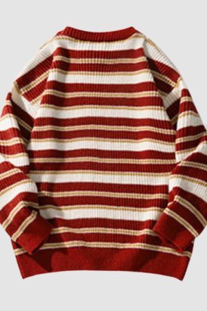 Style Core Aesthetics, New Style Trends Timeless Hues Patchwork Stripe Knit Pullover