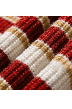 Style Core Aesthetics, New Style Trends Timeless Hues Patchwork Stripe Knit Pullover