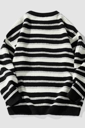 Style Core Aesthetics, New Style Trends Timeless Hues Patchwork Stripe Knit Pullover