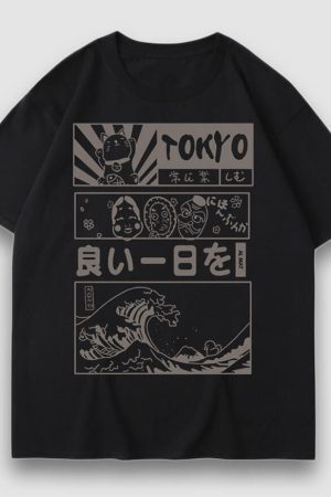 Style Core Aesthetics, New Style Trends Tokyo Style Cartoon Print Tee