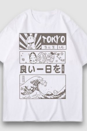 Style Core Aesthetics, New Style Trends Tokyo Style Cartoon Print Tee