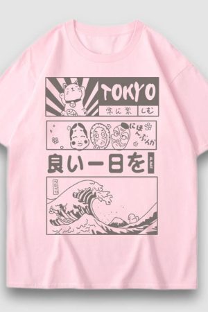 Style Core Aesthetics, New Style Trends Tokyo Style Cartoon Print Tee
