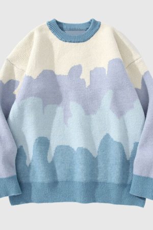 Style Core Aesthetics, New Style Trends Tree Pattern Color-blocked Pullover