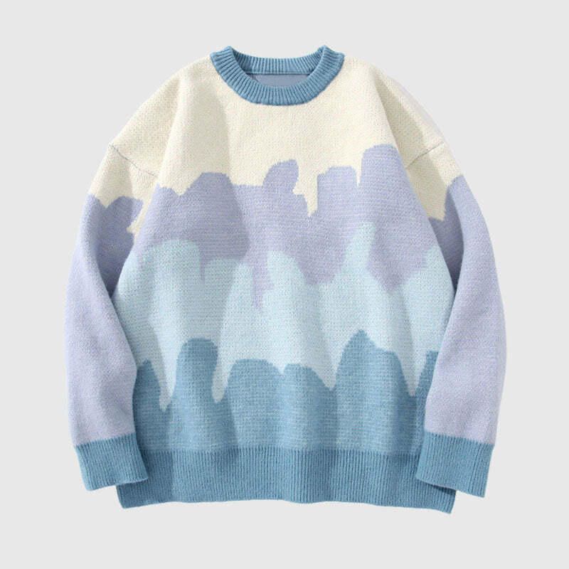 Style Core Aesthetics, New Style Trends Tree Pattern Color-blocked Pullover Style Core Aesthetics, New Style Trends Tree Pattern Color-blocked Pullover