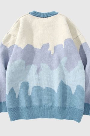 Style Core Aesthetics, New Style Trends Tree Pattern Color-blocked Pullover