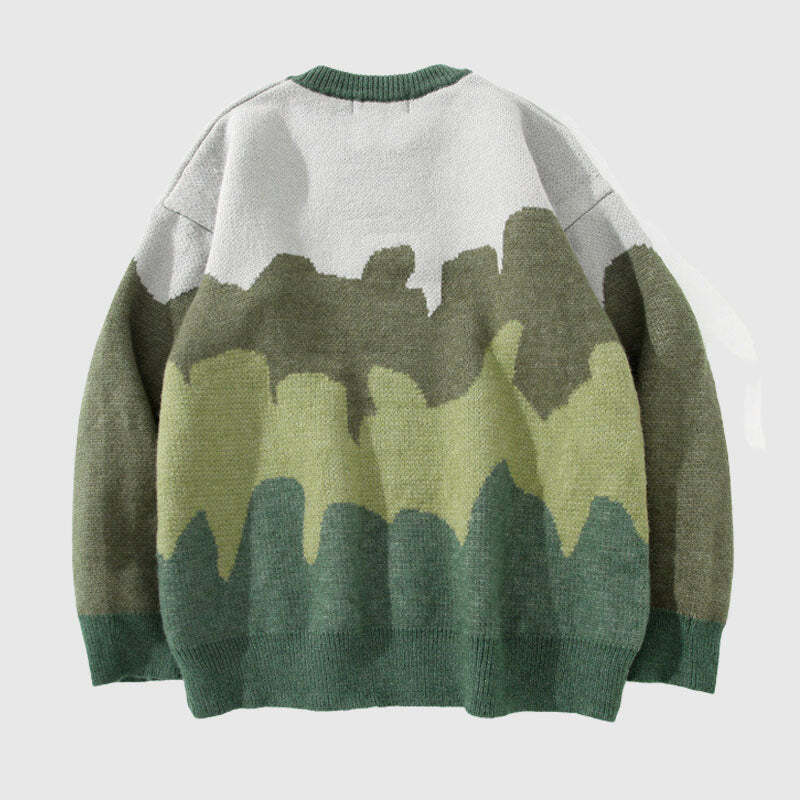 Style Core Aesthetics, New Style Trends Tree Pattern Color-blocked Pullover Style Core Aesthetics, New Style Trends Tree Pattern Color-blocked Pullover