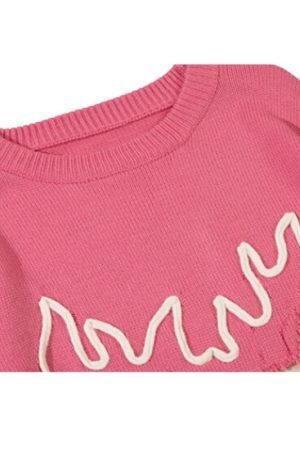 Style Core Aesthetics, New Style Trends Trendy Heart-Embossed Loose Knit Sweater