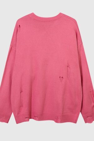 Style Core Aesthetics, New Style Trends Trendy Heart-Embossed Loose Knit Sweater