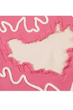 Style Core Aesthetics, New Style Trends Trendy Heart-Embossed Loose Knit Sweater