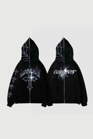 Style Core Aesthetics, New Style Trends Trendy Hip-Hop Metal-Zip Hoodie