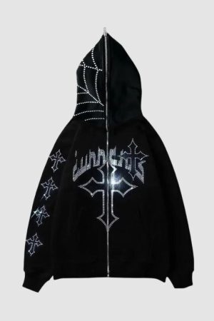Style Core Aesthetics, New Style Trends Trendy Hip-Hop Metal-Zip Hoodie