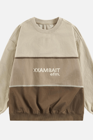 Style Core Aesthetics, New Style Trends Tricolor Stripe Patchwork Sweatshirt