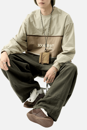 Style Core Aesthetics, New Style Trends Tricolor Stripe Patchwork Sweatshirt