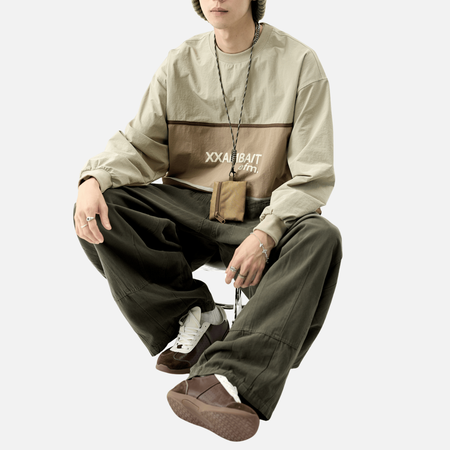 Style Core Aesthetics, New Style Trends Tricolor Stripe Patchwork Sweatshirt Style Core Aesthetics, New Style Trends Tricolor Stripe Patchwork Sweatshirt