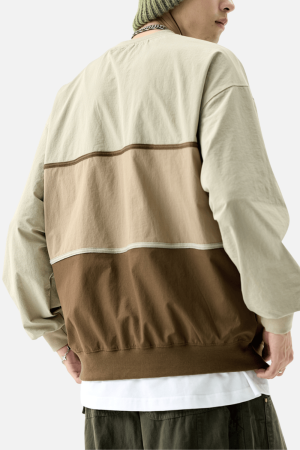 Style Core Aesthetics, New Style Trends Tricolor Stripe Patchwork Sweatshirt