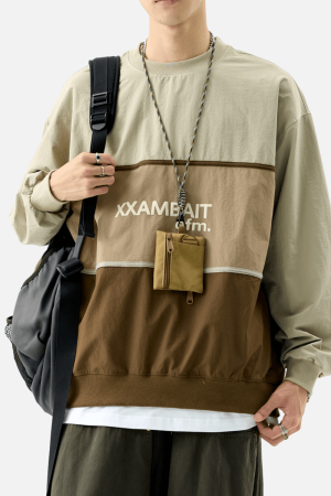 Style Core Aesthetics, New Style Trends Tricolor Stripe Patchwork Sweatshirt