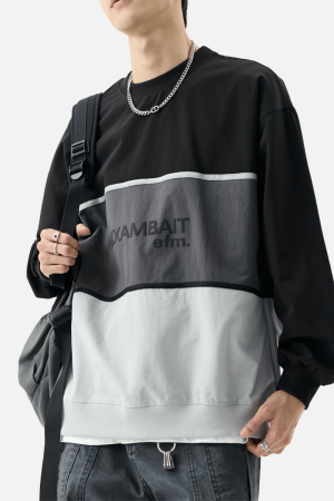 Style Core Aesthetics, New Style Trends Tricolor Stripe Patchwork Sweatshirt