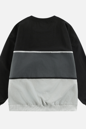 Style Core Aesthetics, New Style Trends Tricolor Stripe Patchwork Sweatshirt