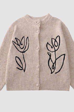 Style Core Aesthetics, New Style Trends Tulip Embroidery Cardigan Sweater