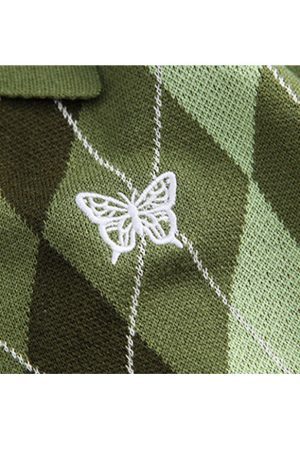 Style Core Aesthetics, New Style Trends Turndown Collar Butterfly Embroidery Cropped Sweater