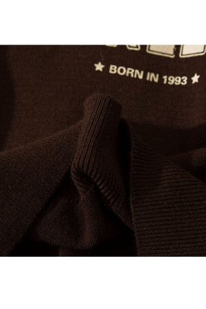 Style Core Aesthetics, New Style Trends Turndown Collar Letter Print Cropped Sweater