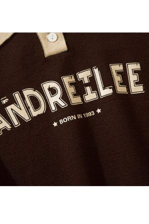 Style Core Aesthetics, New Style Trends Turndown Collar Letter Print Cropped Sweater