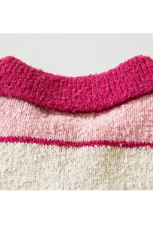 Style Core Aesthetics, New Style Trends Turndown Collar Stripe Cropped Sweater