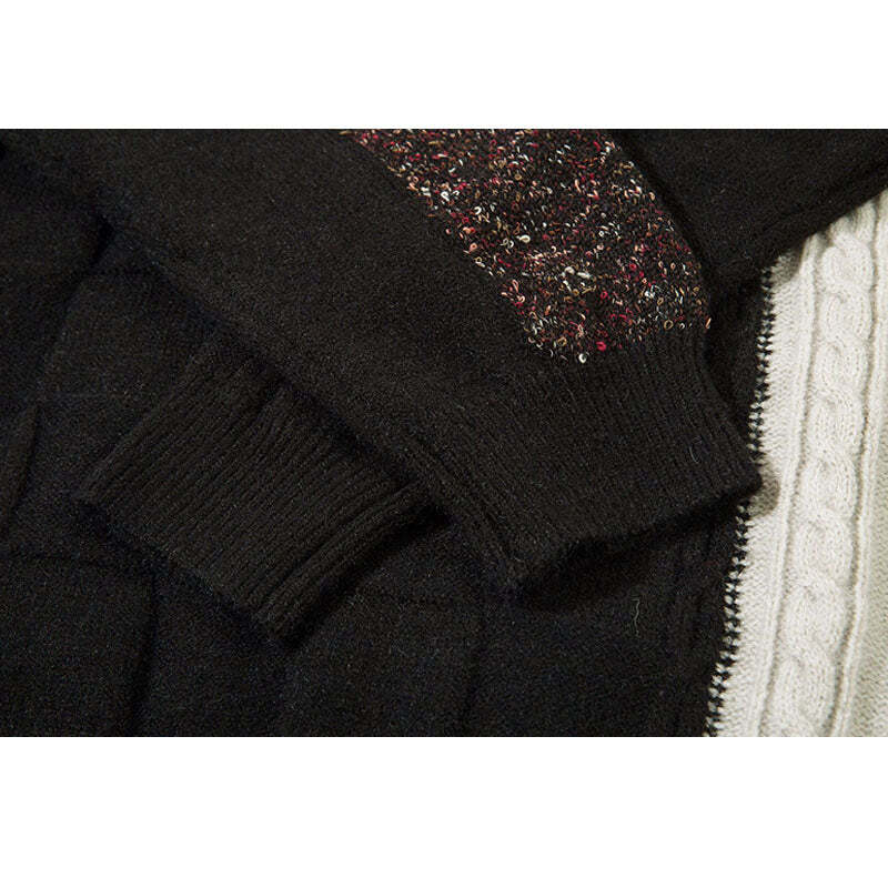 Style Core Aesthetics, New Style Trends Twisted Design Patchwork Knit Pullover Style Core Aesthetics, New Style Trends Twisted Design Patchwork Knit Pullover