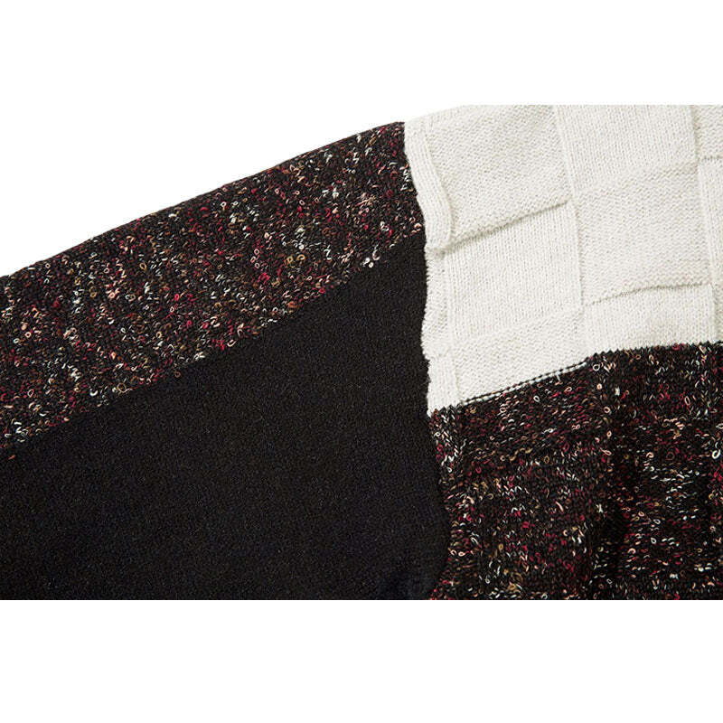 Style Core Aesthetics, New Style Trends Twisted Design Patchwork Knit Pullover Style Core Aesthetics, New Style Trends Twisted Design Patchwork Knit Pullover