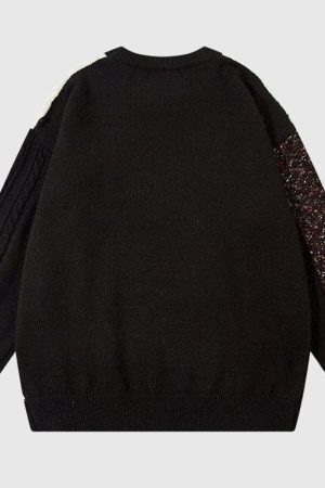 Style Core Aesthetics, New Style Trends Twisted Design Patchwork Knit Pullover