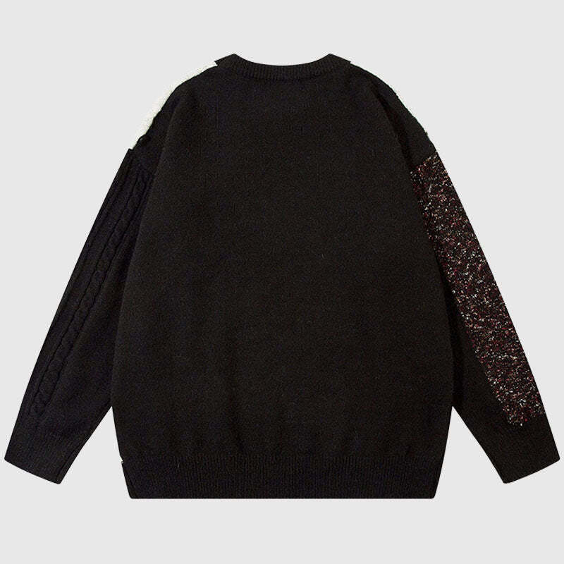 Style Core Aesthetics, New Style Trends Twisted Design Patchwork Knit Pullover Style Core Aesthetics, New Style Trends Twisted Design Patchwork Knit Pullover