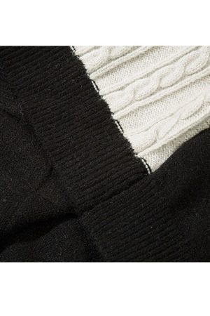 Style Core Aesthetics, New Style Trends Twisted Design Patchwork Knit Pullover
