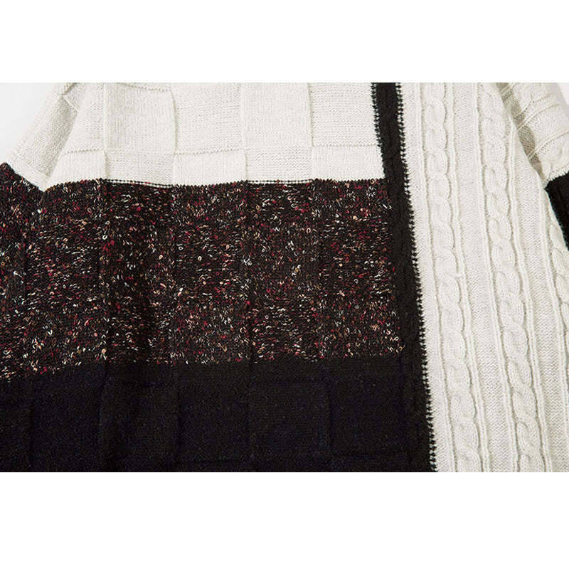 Style Core Aesthetics, New Style Trends Twisted Design Patchwork Knit Pullover Style Core Aesthetics, New Style Trends Twisted Design Patchwork Knit Pullover