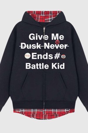 Style Core Aesthetics, New Style Trends Two-Layer Plaid Hoodies