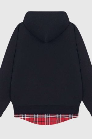 Style Core Aesthetics, New Style Trends Two-Layer Plaid Hoodies