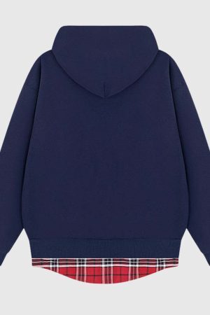 Style Core Aesthetics, New Style Trends Two-Layer Plaid Hoodies