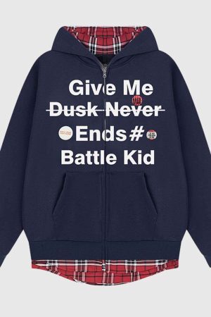 Style Core Aesthetics, New Style Trends Two-Layer Plaid Hoodies