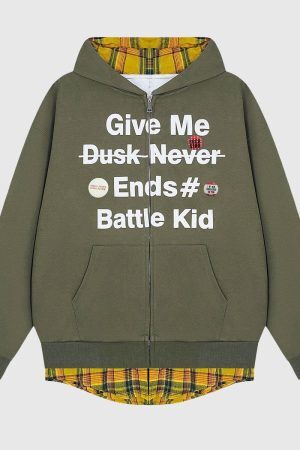 Style Core Aesthetics, New Style Trends Two-Layer Plaid Hoodies