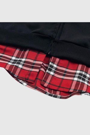Style Core Aesthetics, New Style Trends Two-Layer Plaid Hoodies