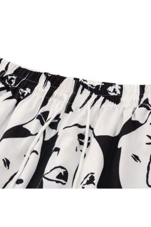 Style Core Aesthetics, New Style Trends Two Piece Abstract Figure Painting Shirt + Shorts