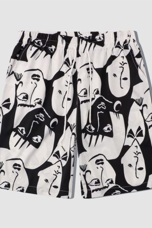 Style Core Aesthetics, New Style Trends Two Piece Abstract Figure Painting Shirt + Shorts