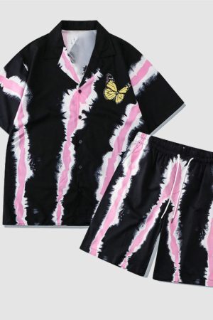 Style Core Aesthetics, New Style Trends Two Piece Butterfly Print Shirt + Shorts
