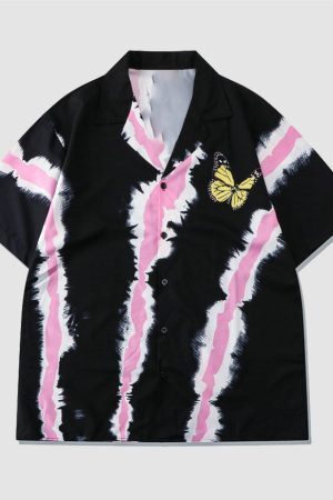 Style Core Aesthetics, New Style Trends Two Piece Butterfly Print Shirt + Shorts