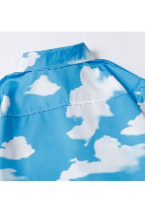 Style Core Aesthetics, New Style Trends Two Piece Cloud Print Shirt + Shorts
