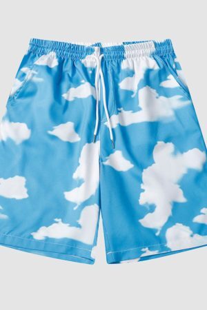 Style Core Aesthetics, New Style Trends Two Piece Cloud Print Shirt + Shorts