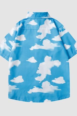 Style Core Aesthetics, New Style Trends Two Piece Cloud Print Shirt + Shorts
