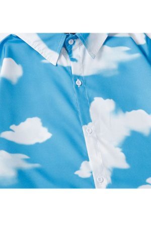 Style Core Aesthetics, New Style Trends Two Piece Cloud Print Shirt + Shorts