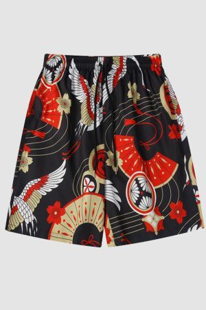 Style Core Aesthetics, New Style Trends Two Piece Crane Print Kimono + Shorts